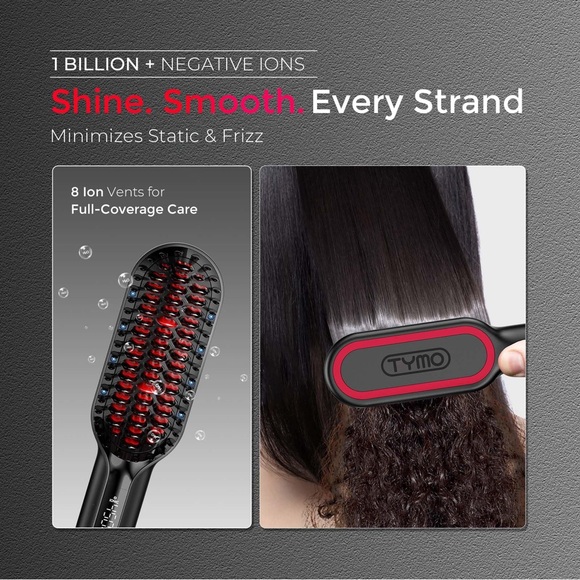 NIB! TYMO Hair Straightening Brush in Black and Red - Picture 8 of 16